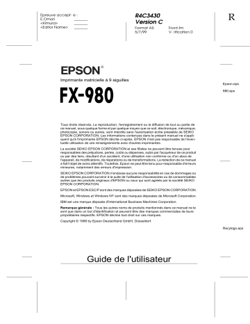 Manuel du propriétaire | Epson FX-980 Manuel utilisateur | Fixfr