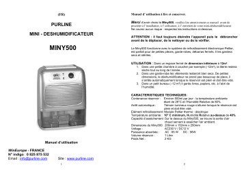 Manuel du propriétaire | PUR LINE MINY 500 Manuel utilisateur | Fixfr