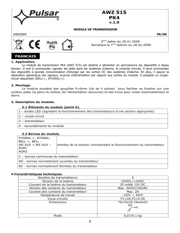 Mode d'emploi | Pulsar AWZ515 Manuel utilisateur | Fixfr