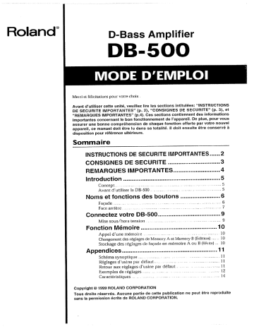 Manuel du propriétaire | Boss DB-500 Manuel utilisateur | Fixfr