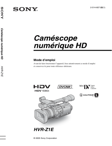 Mode d'emploi | Sony HVR Z1E Manuel utilisateur | Fixfr