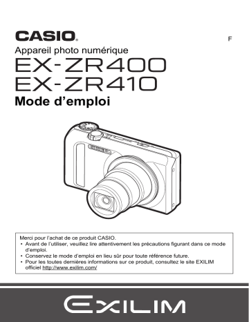 EX ZR400 | Mode d'emploi | Casio EX ZR410 Manuel utilisateur | Fixfr