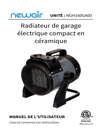 NGH170GA00 | NewAir NGH160GA00 Portable Ceramic 120v Electric Garage Heater, 160 sq. ft Manuel utilisateur | Fixfr