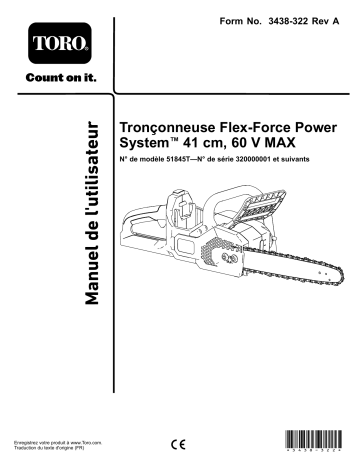 Toro Flex-Force Power System 41cm (16in) 60V MAX Chainsaw Misc Manuel utilisateur | Fixfr