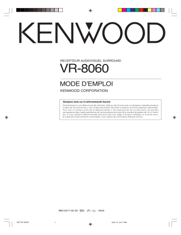 Manuel du propriétaire | Kenwood VR-8060 Manuel utilisateur | Fixfr