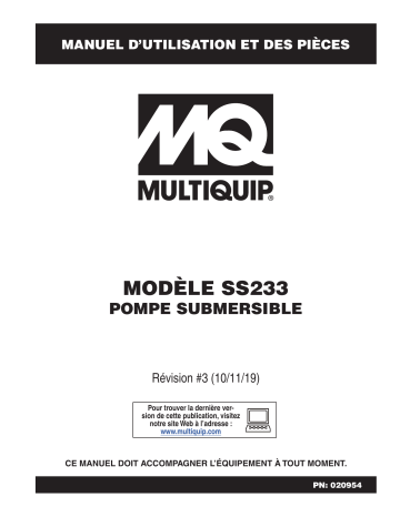 Mode d'emploi | MQ Multiquip SS233 Pompes submersible Manuel utilisateur | Fixfr