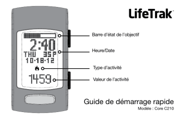 Guide de démarrage rapide | LifeTrak Core C210 Manuel utilisateur | Fixfr