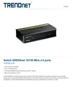 Trendnet TE100-S8 8-Port 10/100 Mbps GREENnet Switch Fiche technique