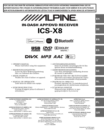 Manuel du propriétaire | Alpine ICS-X8 Manuel utilisateur | Fixfr