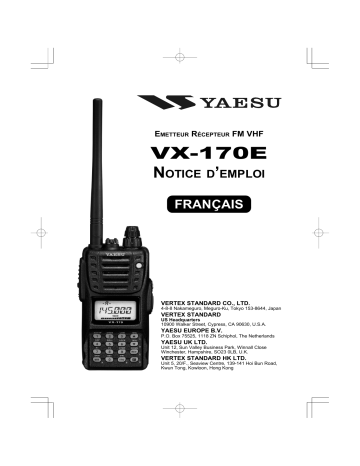 Manuel du propriétaire | YAESU VX-170 Manuel utilisateur | Fixfr