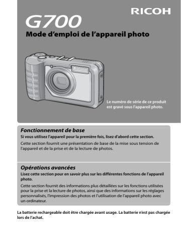 Mode d'emploi | Ricoh G700 Manuel utilisateur | Fixfr