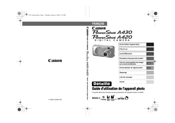 PowerShot A430 | Mode d'emploi | Canon PowerShot A420 Manuel utilisateur | Fixfr