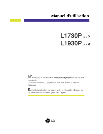 Manuel du propriétaire | LG L1730PSUP Manuel utilisateur | Fixfr