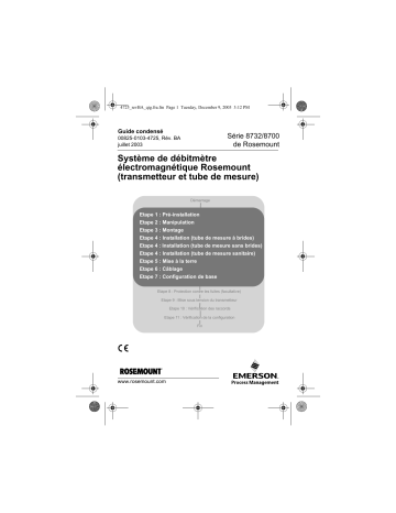 Mode d'emploi | Rosemount Série 8732/8700 Système de débitmètre électromagnétique (transmetteur et tube de mesure) Manuel utilisateur | Fixfr