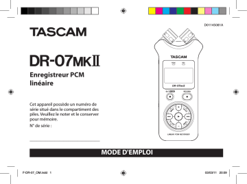 Tascam DR 07 MKII Mode d'emploi | Fixfr