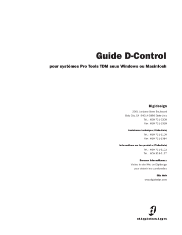 Mode d'emploi | Avid Digidesign D-Control systèmes Pro Tools TDM Windows Macintosh Manuel utilisateur | Fixfr