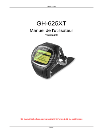 Globalsat GH-625XT GPS Training Watch Manuel utilisateur | Fixfr
