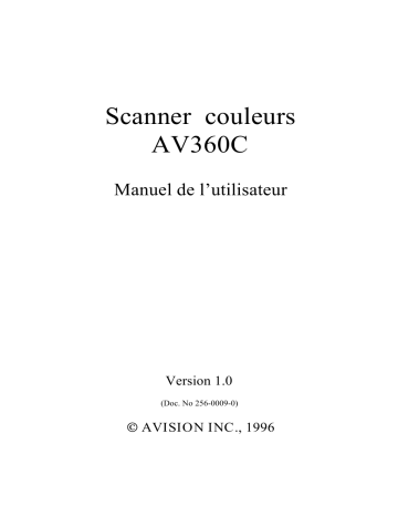 Manuel du propriétaire | Avision AV360C Manuel utilisateur | Fixfr