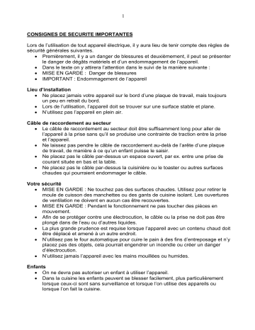 Manuel du propriétaire | Clatronic BBA 2867 Manuel utilisateur | Fixfr