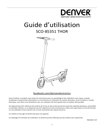 Denver SCO-85351THOR Electric scooter Manuel utilisateur | Fixfr