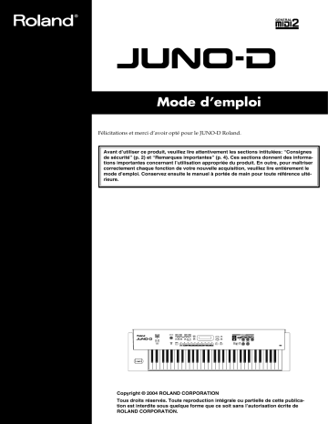 Manuel du propriétaire | Roland JUNO D Manuel utilisateur | Fixfr