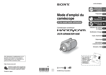 DCR SR90E | DCR SR100E | Sony DCR-SR90E Mode d'emploi | Fixfr