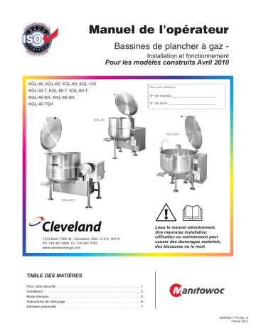 Cleveland SE95003-1 R8 (Kettles Floor Gas) Manuel utilisateur | Fixfr