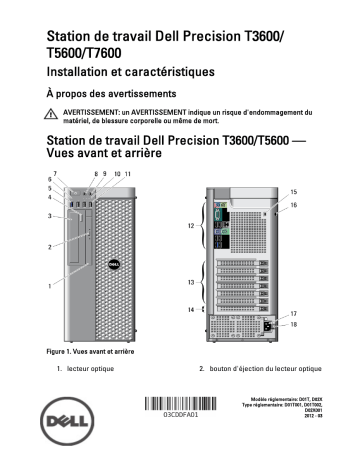 Dell Precision T7600 workstation Guide de démarrage rapide | Fixfr
