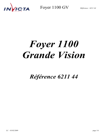 Manuel du propriétaire | Invicta FOYER 1100 GRANDE VISION Manuel utilisateur | Fixfr