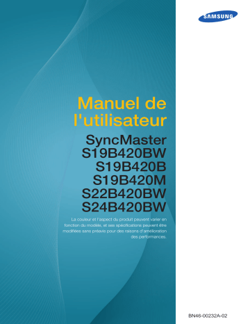 Manuel du propriétaire | Samsung SYNCMASTER S19B420M Manuel utilisateur | Fixfr