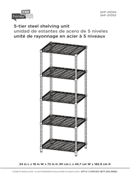 Honey-Can-Do SHF-01055 24 in. x 18 in. x 72 in. White 5 Tier Shelving Unit Manuel utilisateur