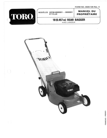 Toro Lawnmower Walk Behind Mower Manuel utilisateur | Fixfr