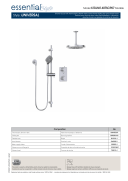 Keeney KITUNI140TSCP07 Universal 1-Spray Round Hand Shower and Showerhead from Ceiling Combo Kit with Slide Bar and Valve in Polished Chrome spécification