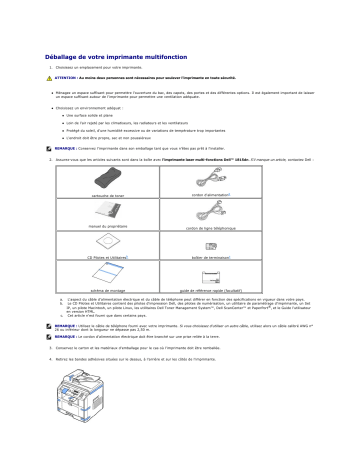Dell 1815dn Multifunction Mono Laser Printer printers accessory Manuel utilisateur | Fixfr