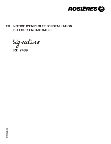 Manuel du propriétaire | ROSIERES RF 7489 IN Four Manuel utilisateur | Fixfr
