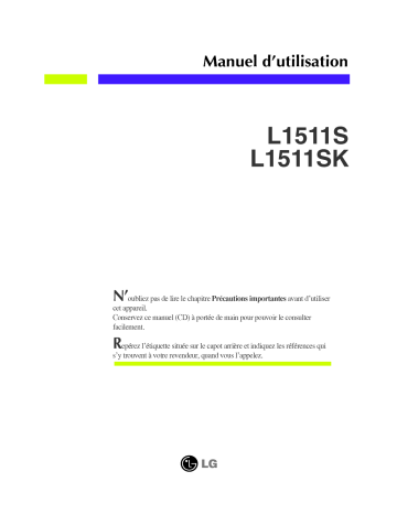 Manuel du propriétaire | LG L1511SK Manuel utilisateur | Fixfr