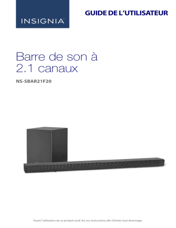 Insignia NS-SBAR21F20 2.1-Channel 80W Soundbar System Mode d'emploi | Fixfr