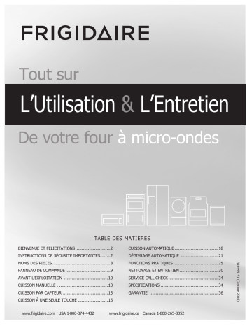 Manuel du propriétaire | Frigidaire FGMV176NTW Manuel utilisateur | Fixfr