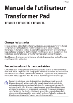 Asus Transformer Pad TF300T Mode d'emploi