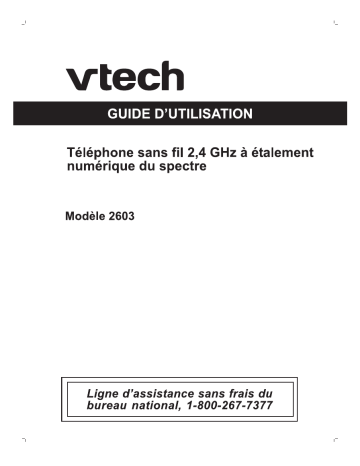 Manuel du propriétaire | VTech VT 2603 Manuel utilisateur | Fixfr