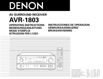 Manuel du propriétaire | Denon AVR-1803 Manuel utilisateur | Fixfr