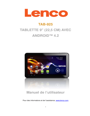 Mode d'emploi | Lenco Tab 925 Manuel utilisateur | Fixfr