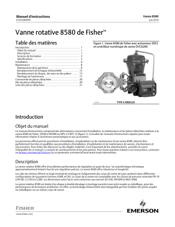 Fisher Vanne rotative 8580 de ( 8580 Rotary Valve) Manuel du propriétaire | Fixfr