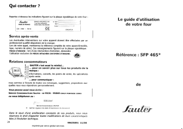 Manuel du propriétaire | sauter SFP 465 Manuel utilisateur | Fixfr