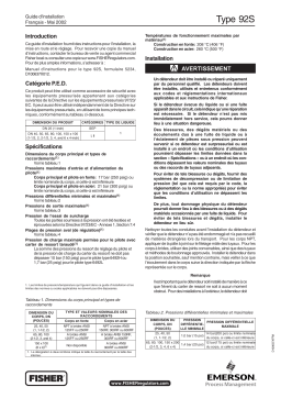 Fisher 92S Guide d'installation