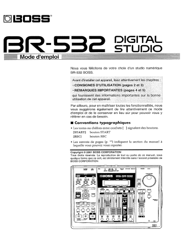 Manuel du propriétaire | Roland BR-532 Manuel utilisateur | Fixfr