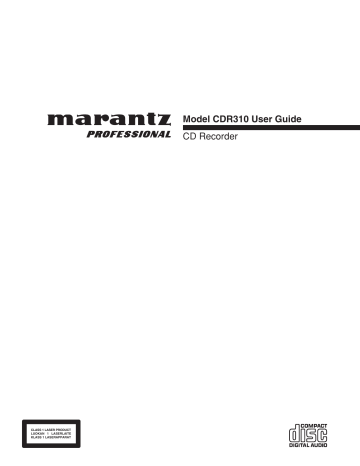 Manuel du propriétaire | Marantz CDR310 Manuel utilisateur | Fixfr