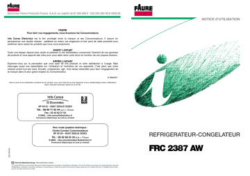 Manuel du propriétaire | Faure FRC2387AW Manuel utilisateur | Fixfr