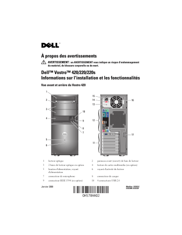 Dell Vostro 220s desktop Guide de démarrage rapide | Fixfr