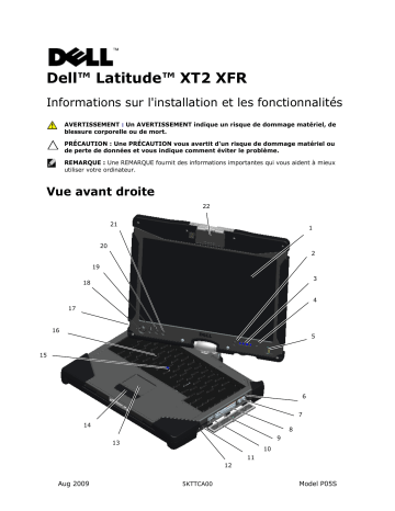 Dell Latitude XT2 XFR laptop Guide de démarrage rapide | Fixfr
